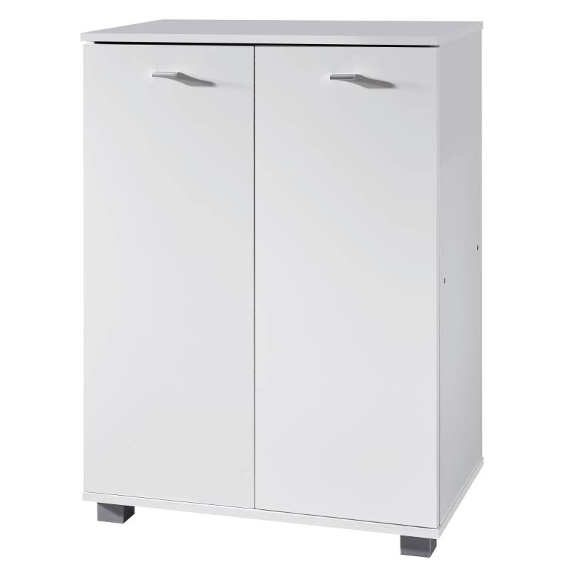 Design Schuhschrank NIMES modern Holz Weiß 12 Paar Schuhe 4 Fächer 2 Türen von Wohnling