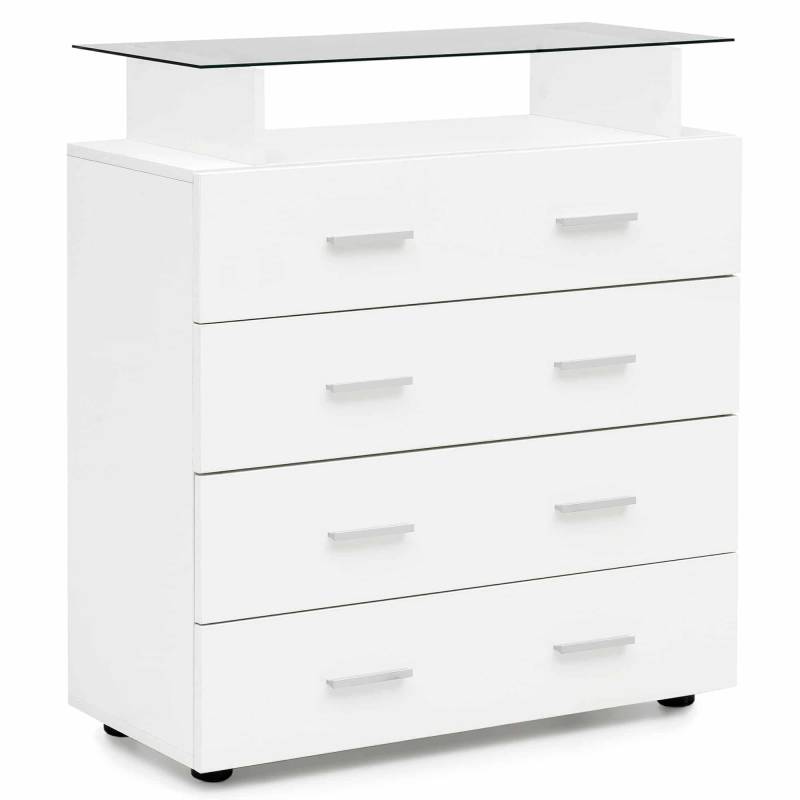Design Sideboard WL5.850 Weiß Hochglanz 76x84x35 cm Anrichte Holz Modern von Wohnling