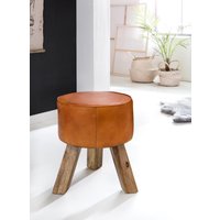 Design Turnbock Sitzhocker Echtleder Braun von Wohnling