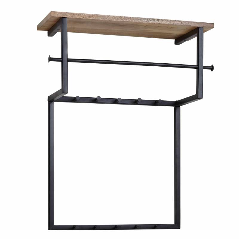 Design Wandgarderobe Mango Massivholz Metall 60x76x26 cm von Wohnling