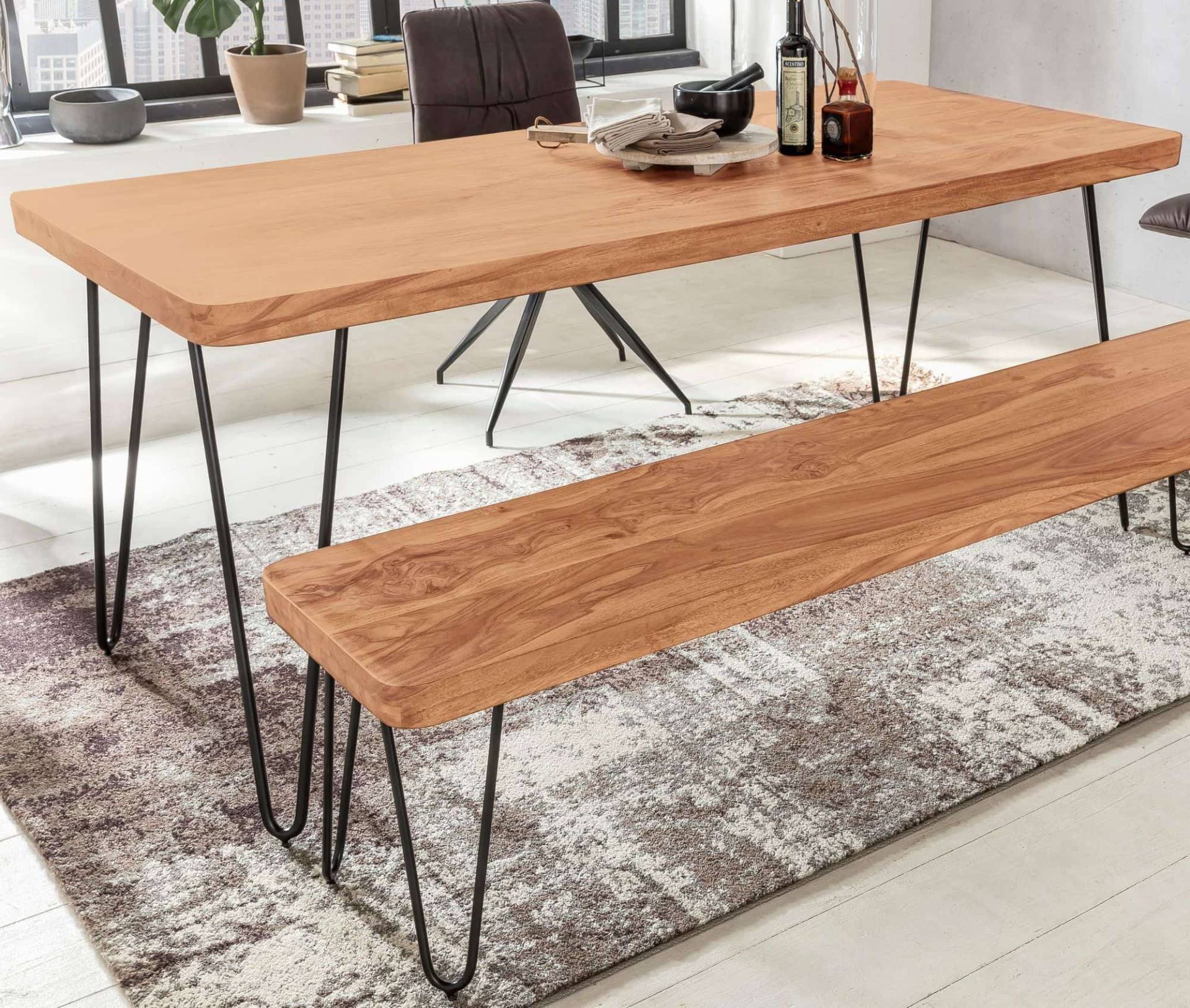 Esstisch BAGLI Massivholz Akazie 180 x 76 x 80 cm Esszimmer-Tisch Küchentisch modern Landhaus-Stil Holztisch mit Metallbeinen dunkel-braun Natur-Produkt Massivholzmöbel Echt-Holz unbehandelt Esstisch BAGLI Massivholz Akazie 180 x 76 x 80 cm Esszimmer-Tisch Küchentisch modern Landhaus-Stil Holztisch mit Metallbeinen dunkel-braun Natur-Produkt Massivholzmöbel Echt-Holz unbehandelt von Wohnling