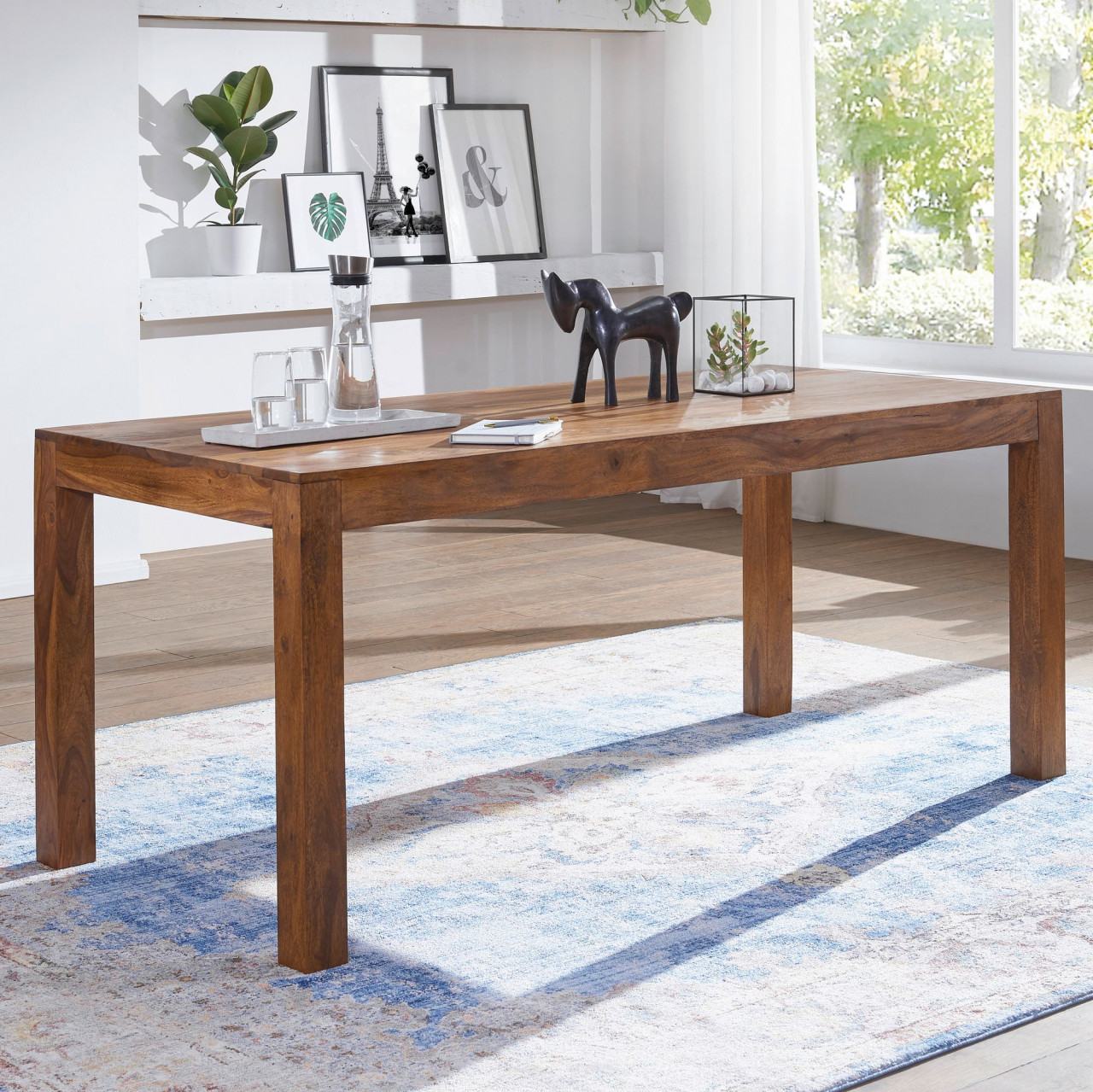 Esstisch MUMBAI Massivholz Sheesham 120 cm Esszimmer-Tisch Holztisch Design K?chentisch Landhaus-Stil dunkel-braun von Wohnling