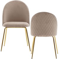 Esszimmerstuhl 2er Set Beige Samt von Wohnling