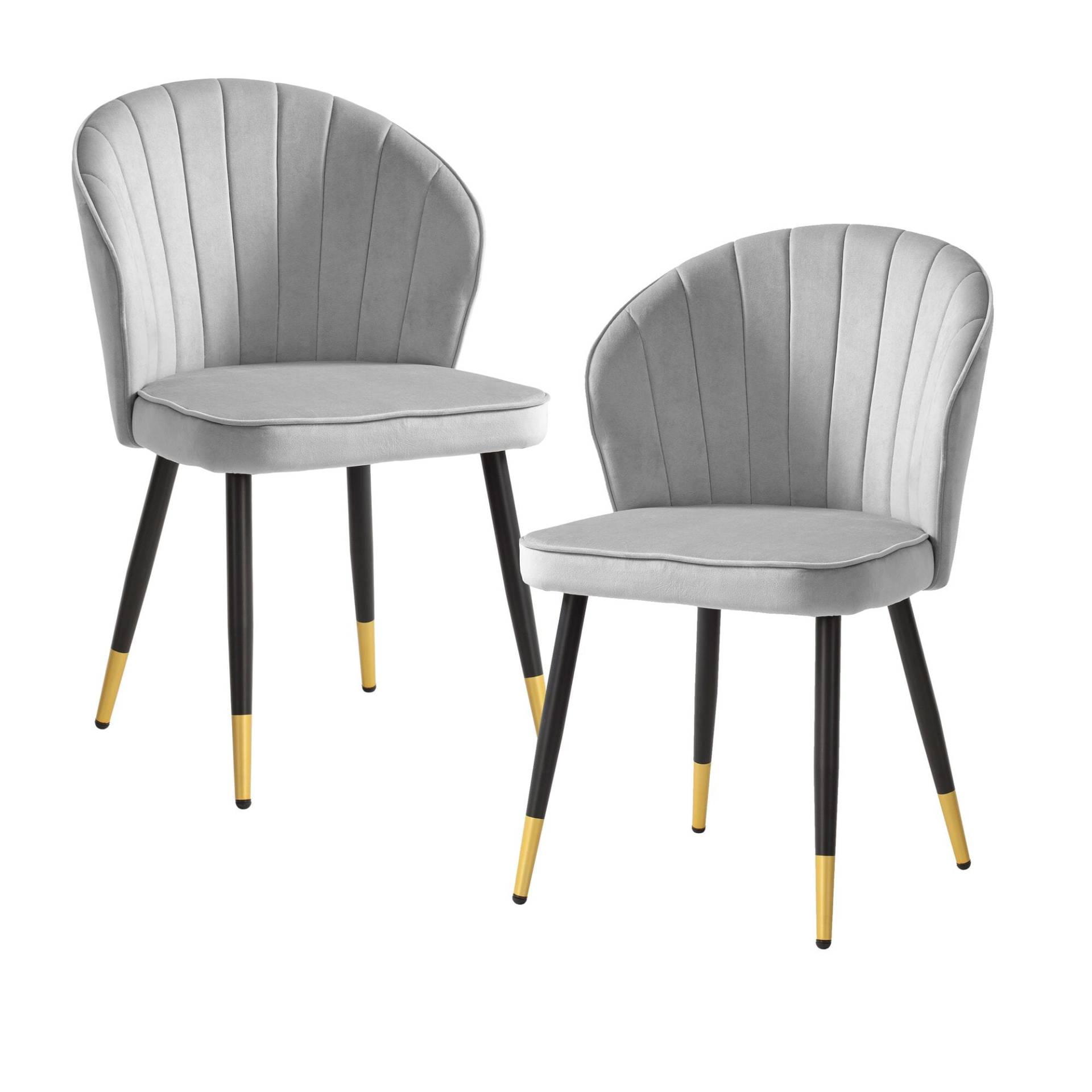 Esszimmerstuhl 2er Set Samt Grau Metallbeine Skandinavisches Design von Wohnling