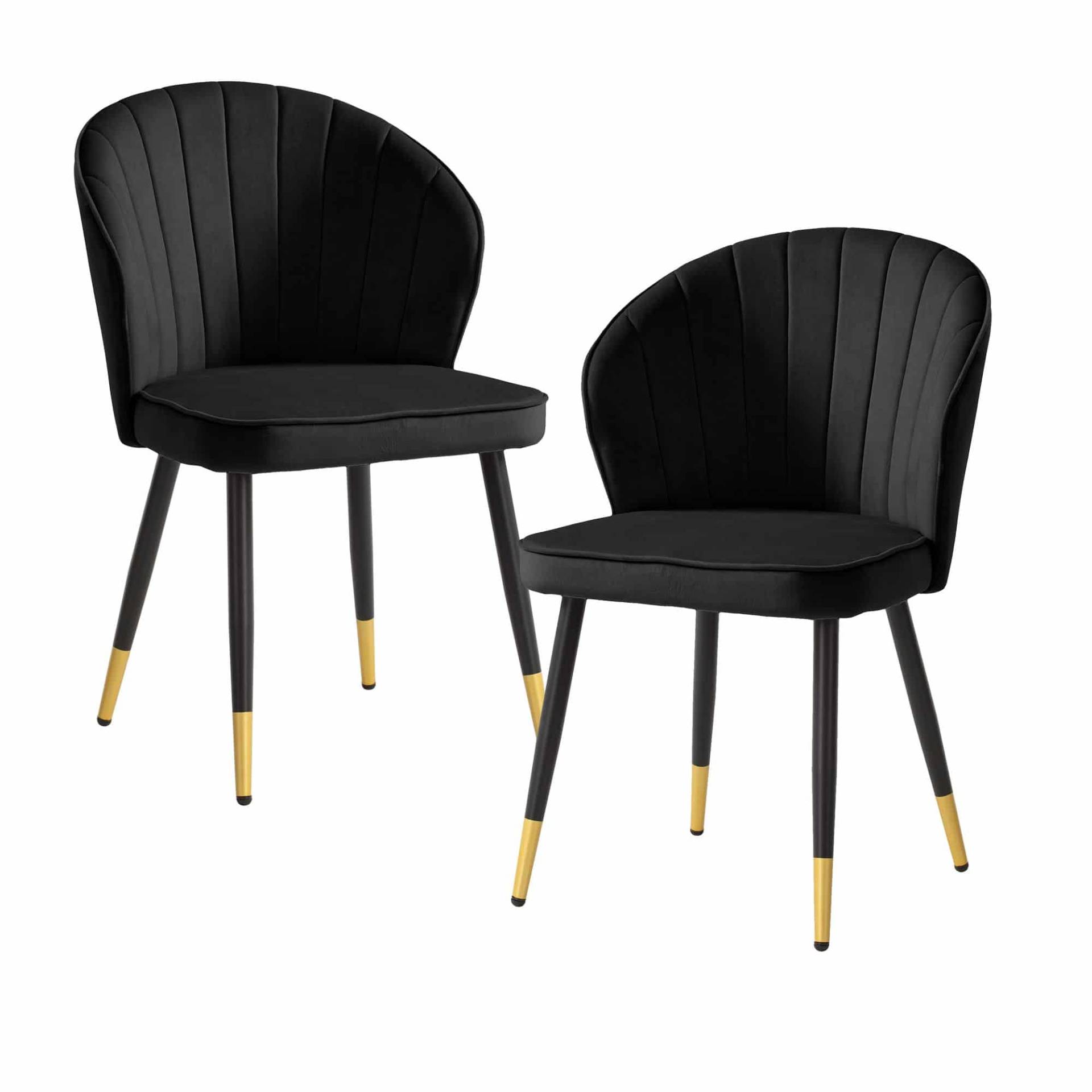 Esszimmerstuhl 2er Set Samt Schwarz Küchenstuhl mit Metallbeinen Esszimmerstuhl 2er Set Samt Schwarz Küchenstuhl mit Metallbeinen von Wohnling