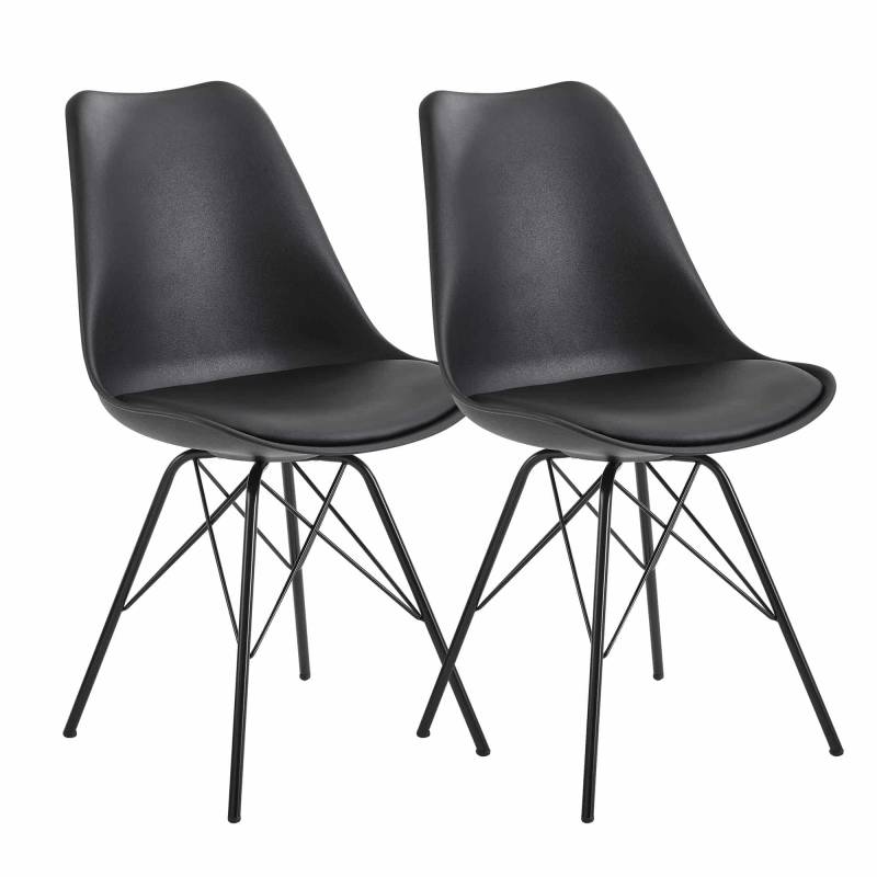 Esszimmerstuhl 2er Set Schwarz Küchenstuhl Kunststoff Skandinavisches Design von Wohnling