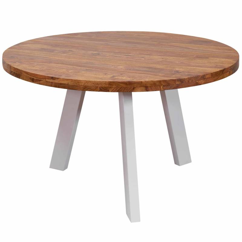Esszimmertisch rund 130 cm Sheesham Massiv Esstisch von Wohnling