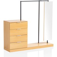 Garderobe Eiche 145 cm Kleiderschrank Schubläden Kleiderstange Spiegel Garderobe Eiche 145 cm Kleiderschrank Schubläden Kleiderstange Spiegel von Wohnling