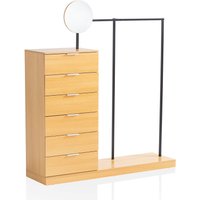 Garderobe Eiche 145 cm Kleiderschrank Schubläden Kleiderstange Spiegel von Wohnling