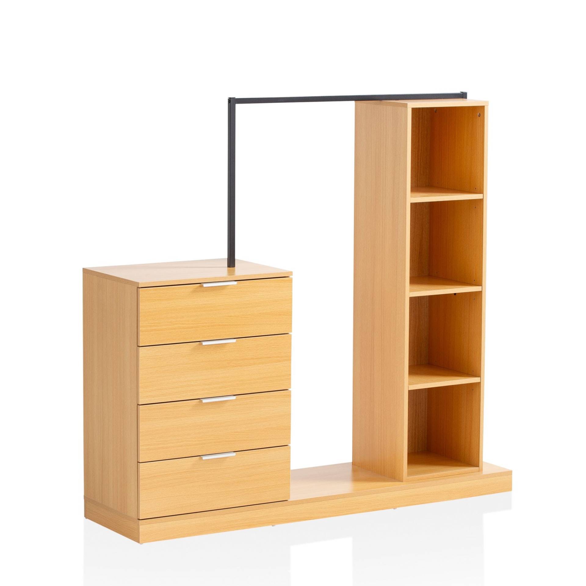 Garderobe Modern Eiche-Dekor 145x136x40cm mit Kommode Kleiderstange Regal Garderobe Modern Eiche-Dekor 145x136x40cm mit Kommode Kleiderstange Regal von Wohnling