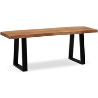 Garderobenbank Akazie Massivholz 120 cm Sitzbank Baumkante Flurbank von Wohnling