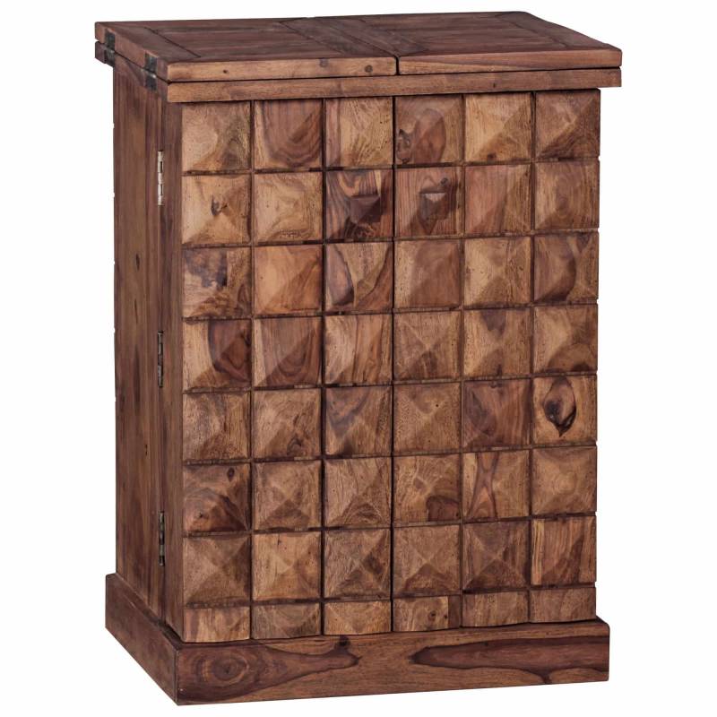 Hausbar LUCCA Sheesham Massivholz 65x91x50 cm Weinbar ausklappbar von Wohnling
