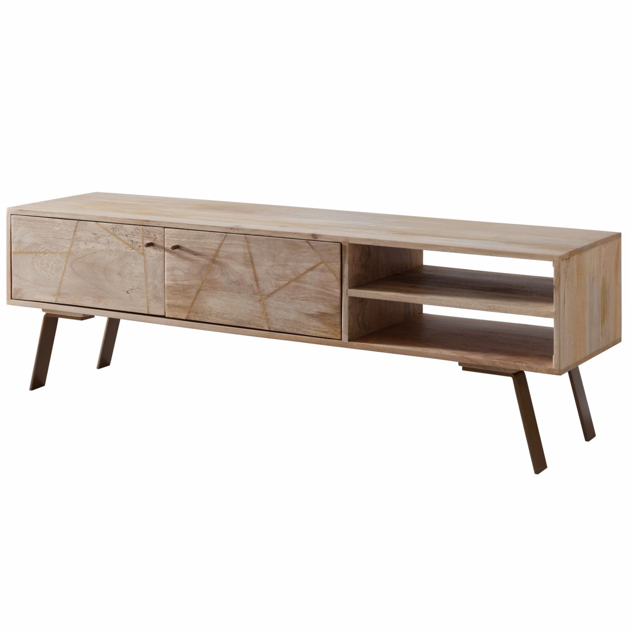 HiFi Lowboard SIKAR Mango Massivholz Landhaus TV Kommode 145x47x35cm von Wohnling