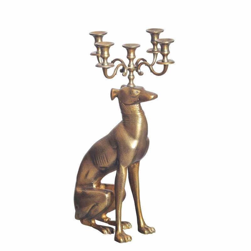 Kerzenhalter Windhund Aluminium Gold 69 cm 5-armiger Kerzenleuchter von Wohnling