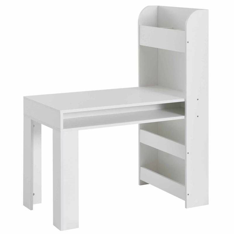 Kinderschreibtisch Weiß 90x50x110 cm Maltisch Kinderzimmer mit Regal von Wohnling