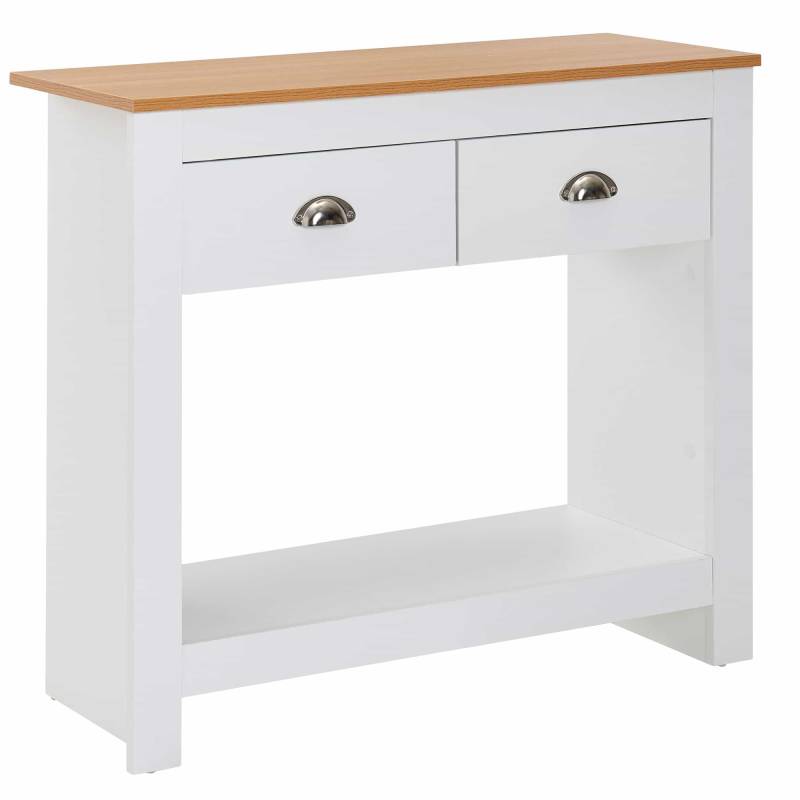 Konsolentisch 85x35x76 cm Weiß / Eiche Design Anrichte Modern Schmal von Wohnling