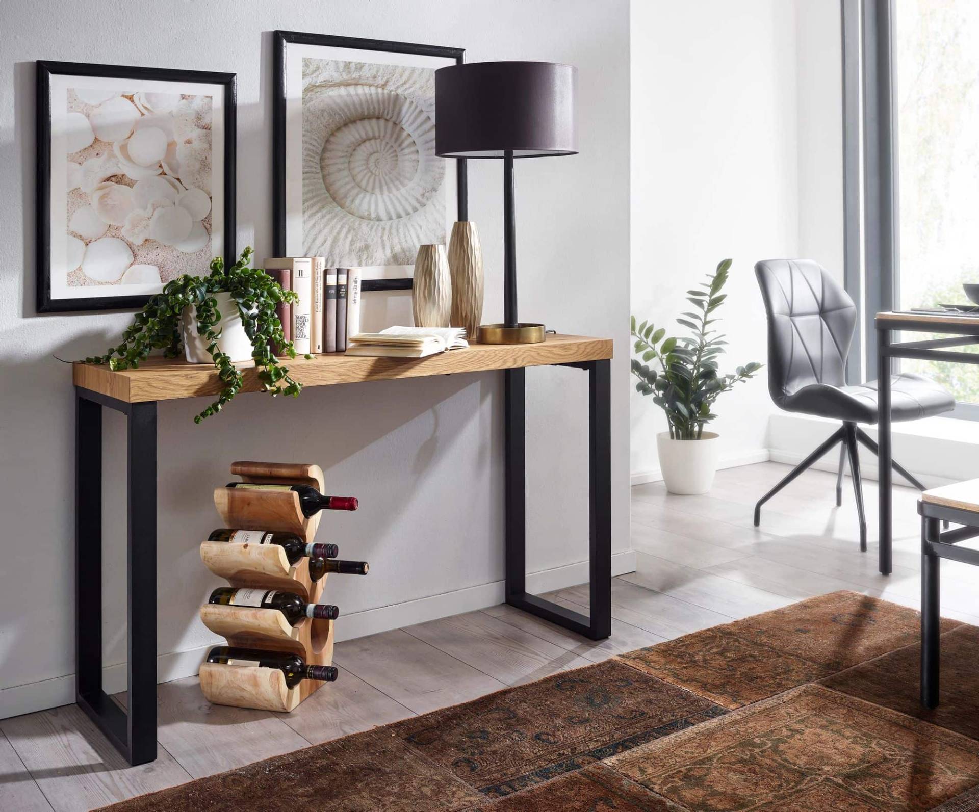 Konsolentisch Eiche-Dekor / Schwarz 120x39x75,5 cm Design Anrichte Flur Konsolentisch Eiche-Dekor / Schwarz 120x39x75,5 cm Design Anrichte Flur von Wohnling