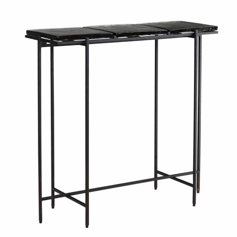 Konsolentisch Schwarz 90x29x85 cm Design Anrichte Glas Flur von Wohnling