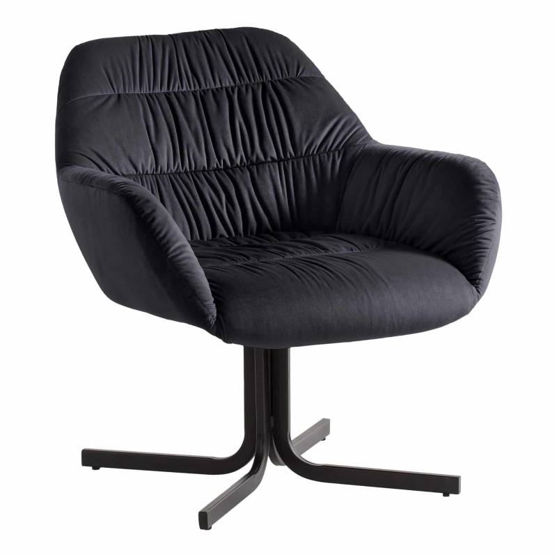 Loungesessel Samt Schwarz Design Clubsessel mit Metallbeine von Wohnling