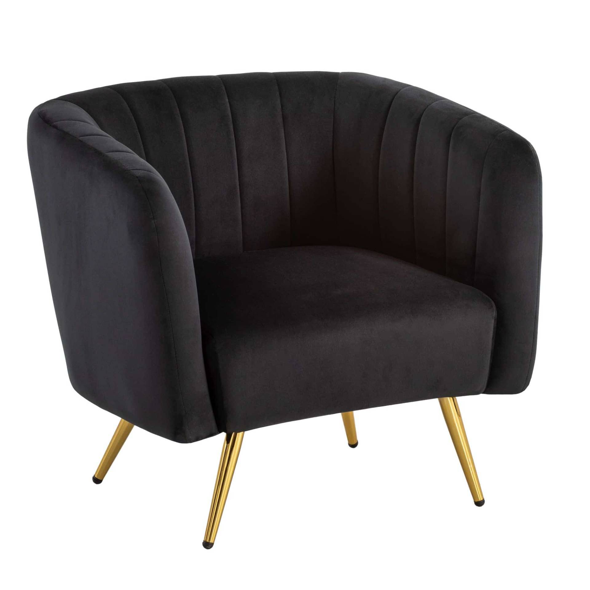 Loungesessel Samt Schwarz Design Clubsessel mit Metallbeine Loungesessel Samt Schwarz Design Clubsessel mit Metallbeine von Wohnling