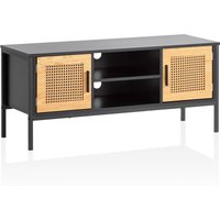 Lowboard 110 cm TV Schrank Holz Schwarz Fernsehkommode Wiener Geflecht Lowboard 110 cm TV Schrank Holz Schwarz Fernsehkommode Wiener Geflecht von Wohnling