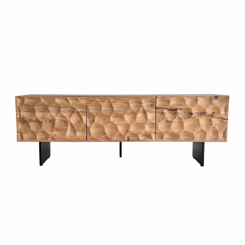 Lowboard Akazie Massivholz 160x56x37 cm TV-Kommode mit drei Türen von Wohnling