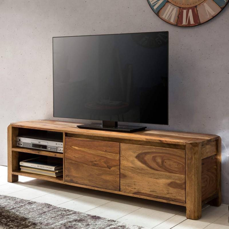 Lowboard BOHA Massivholz Sheesham Kommode 140 cm TV-Board Ablage-Fächer Landhaus-Stil Unterschrank 40 cm TV-Möbel von Wohnling