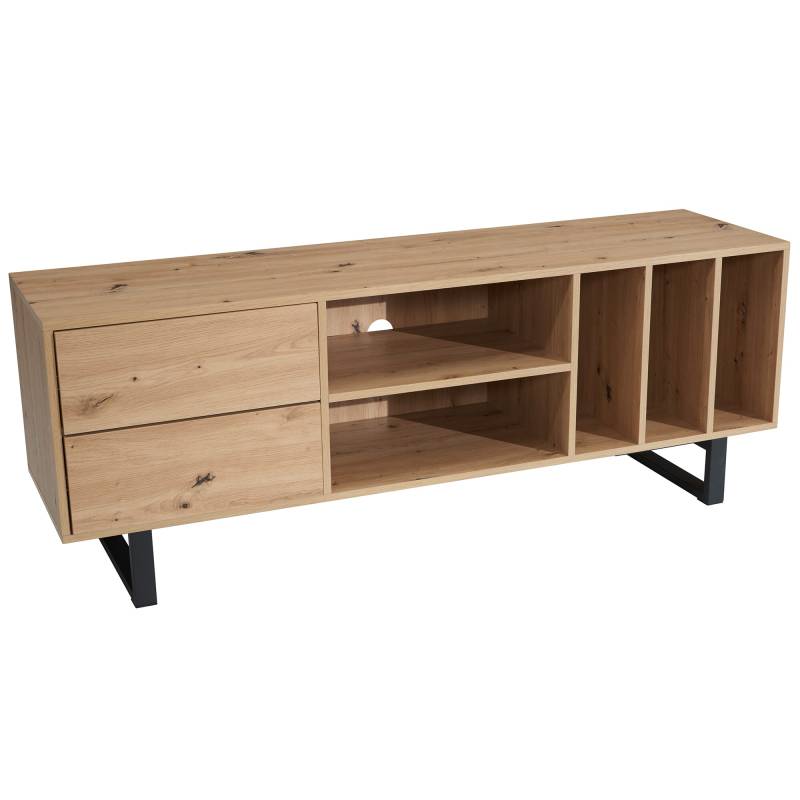 Lowboard Eiche-Dekor 150x55x40cm TV-Kommode Modern mit Schubladen & Regal Wohnzimmer von Wohnling