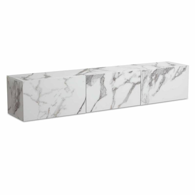 Lowboard Hängend Marmor-Optik Weiß 160x30x30 cm TV-Schrank von Wohnling