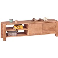 Lowboard Massivholz Akazie 140 cm TV-Board Ablage-Fächer Landhaus-Stil Unterschrank 40 cm TV-Möbel von Wohnling
