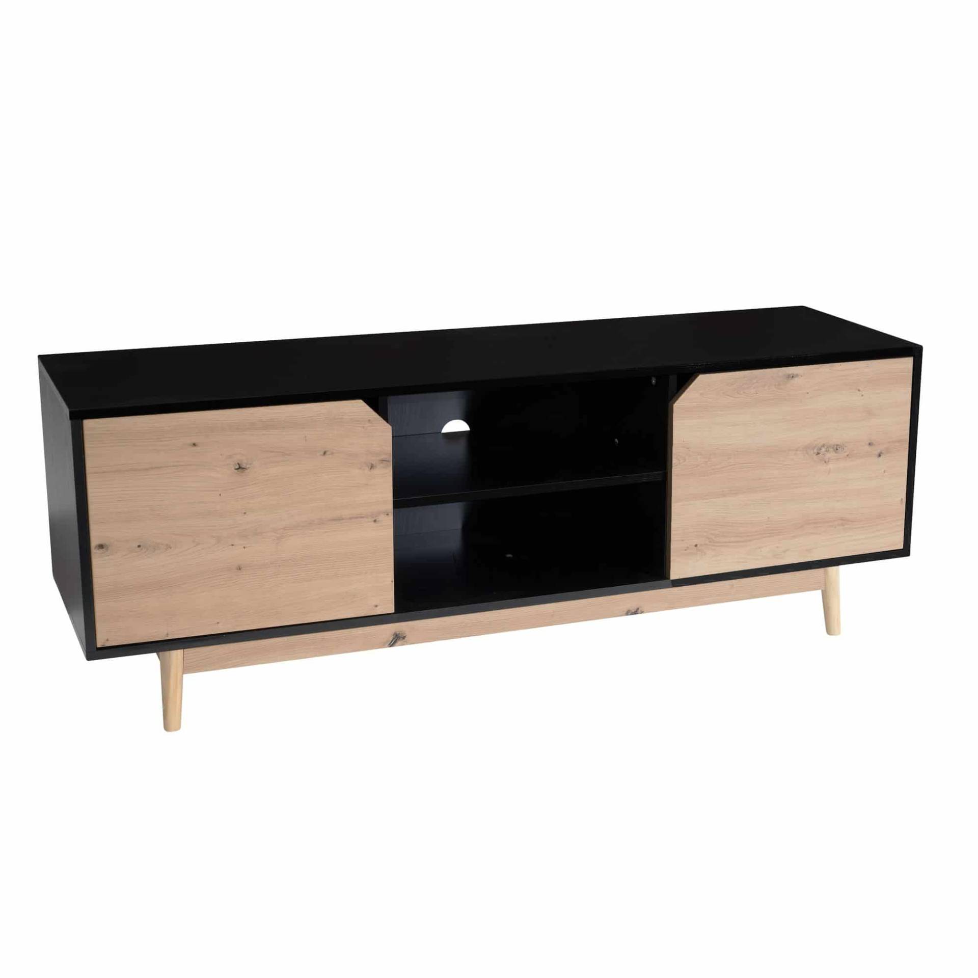 Lowboard Schwarz Eiche-Dekor 150x55x40 cm TV-Kommode Modern Lowboard Schwarz Eiche-Dekor 150x55x40 cm TV-Kommode Modern von Wohnling