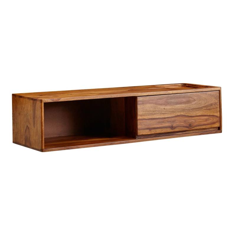 Lowboard Sheesham Massivholz 108x25x34cm Hängend TV-Schrank Braun Modern von Wohnling