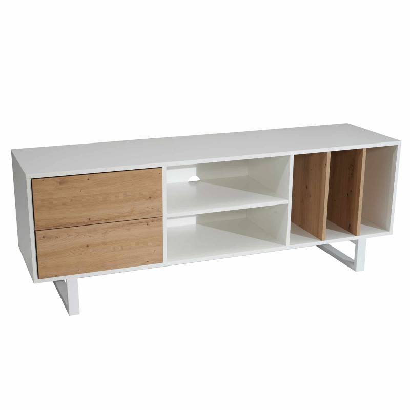 Lowboard Weiß mit Eiche-Dekor 150x55x40 cm TV-Kommode Modern von Wohnling
