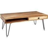 Massivholz Akazie Couchtisch 120 x 60 x 40 CM mit 2 Schubläden von Wohnling