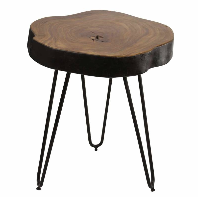 Massivholz Sheesham Beistelltisch BAGLI 35 x 35 cm Wohnzimmertisch Massiv Anstelltisch Holztisch Echtholz Baumkante von Wohnling