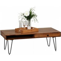 Massivholz Sheesham Couchtisch 120 x 60 x 40 CM mit 2 Schubläden von Wohnling