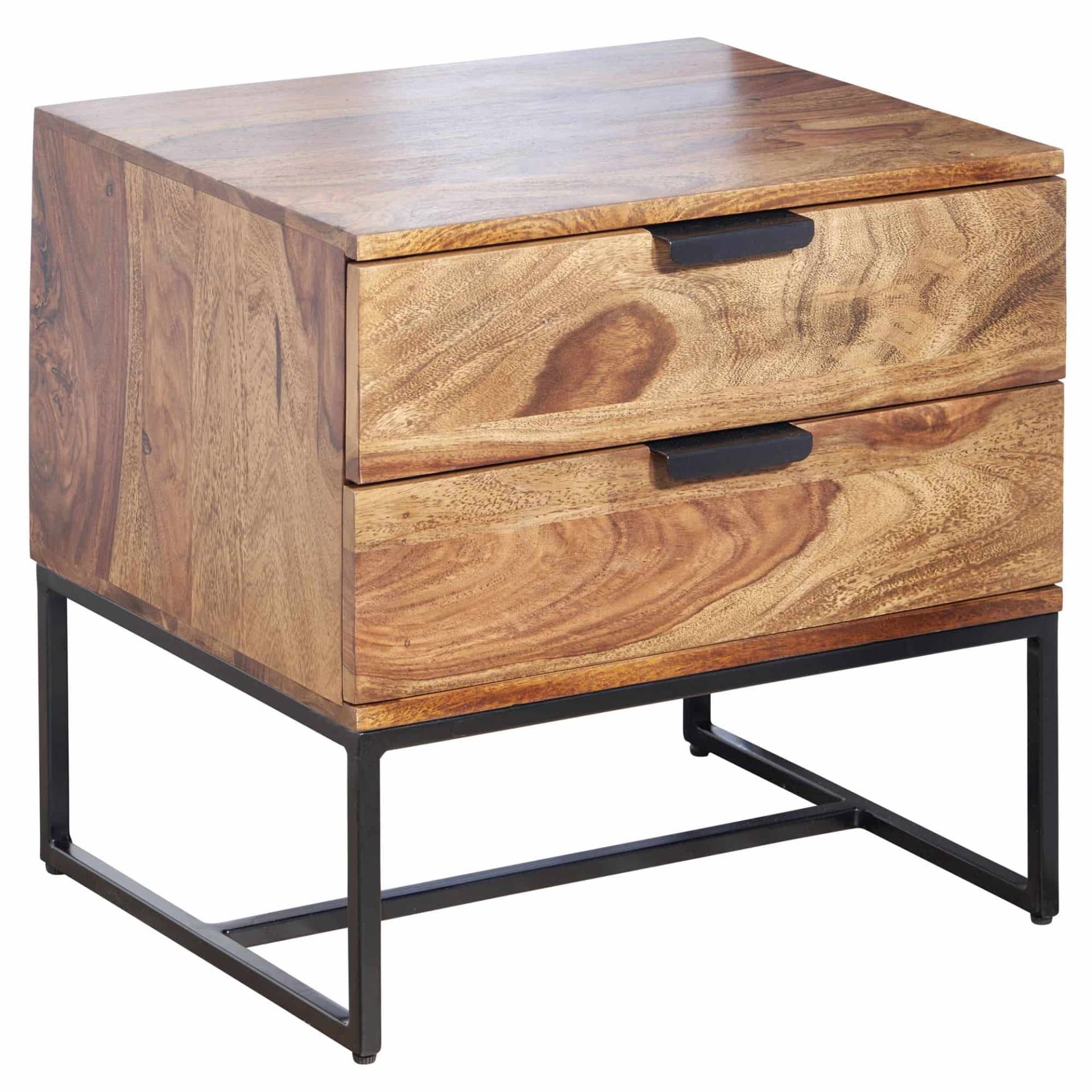 Nachttisch Sheesham Massivholz / Metall 50x40x51 cm Nachtschrank Boxspringbett Nachttisch Sheesham Massivholz / Metall 50x40x51 cm Nachtschrank Boxspringbett von Wohnling