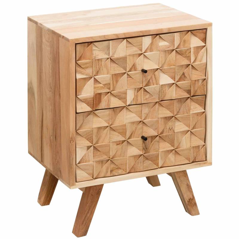 Nachtkonsole REWA 44x61x35cm Akazie Massivholz Nachtschrank Hoch von Wohnling