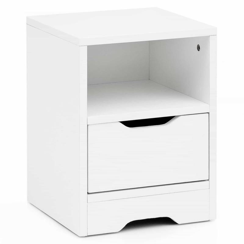 Nachtkonsole WL5.700 31x43x31cm Weiß Matt 1 Schublade und Ablagefach von Wohnling