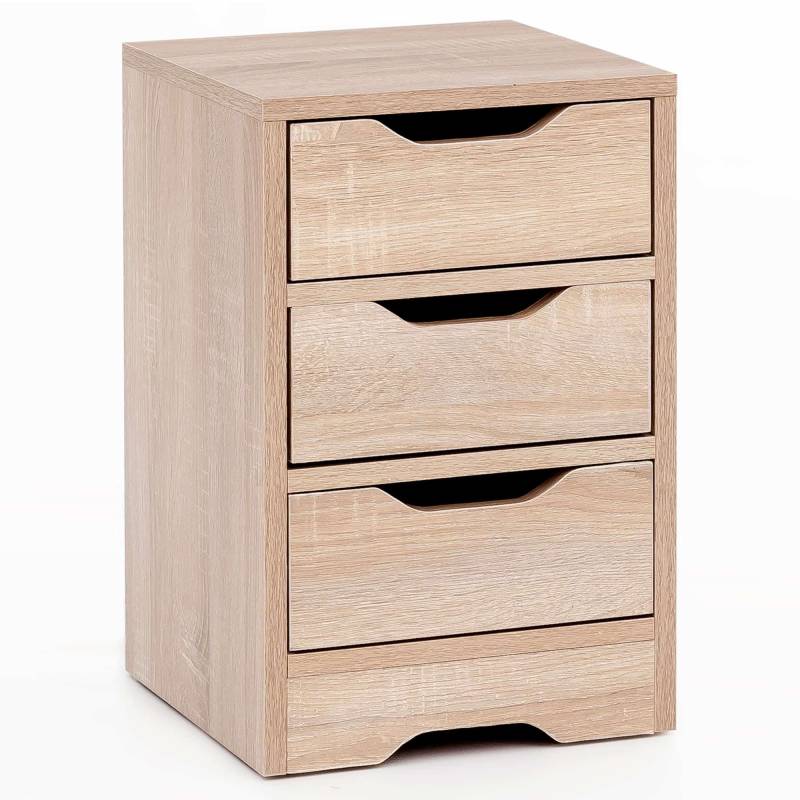 Nachtkonsole WL5.705 31x49x31 cm Sonoma mit 3 Schubladen von Wohnling