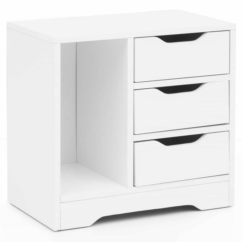 Nachtkonsole WL5.708 49x50x30 cm Weiß Matt 3 Schubladen 1 Ablagefach von Wohnling
