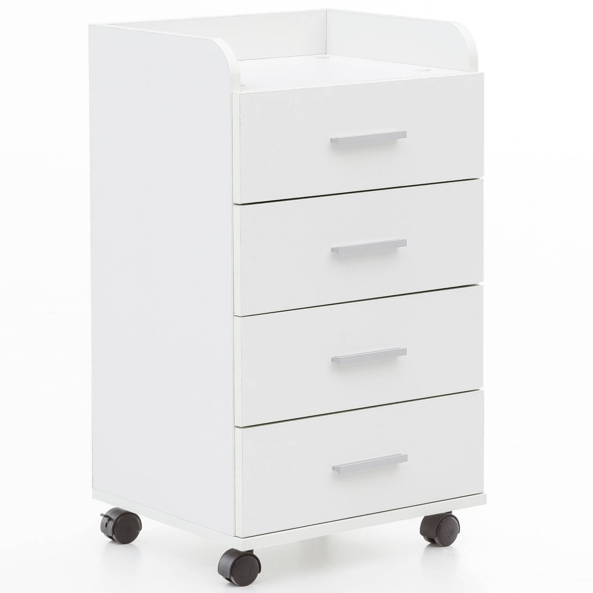 Rollcontainer WL5.748 Weiß 4 Schubladen 40x70,5x33cm Moderner Bürocontainer mit Rollen Rollcontainer WL5.748 Weiß 4 Schubladen 40x70,5x33cm Moderner Bürocontainer mit Rollen von Wohnling