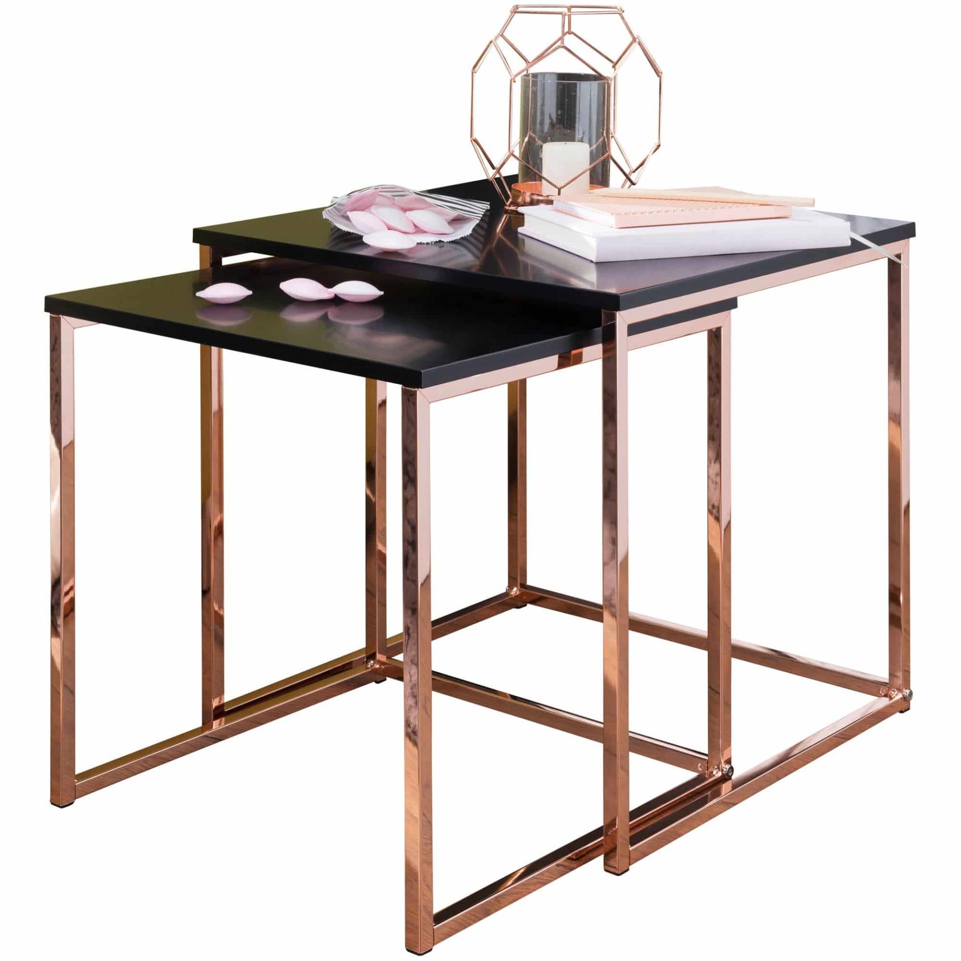 Satztisch CHUR Schwarz / Kupfer Beistelltisch MDF / Metall Satztisch CHUR Schwarz / Kupfer Beistelltisch MDF / Metall von Wohnling