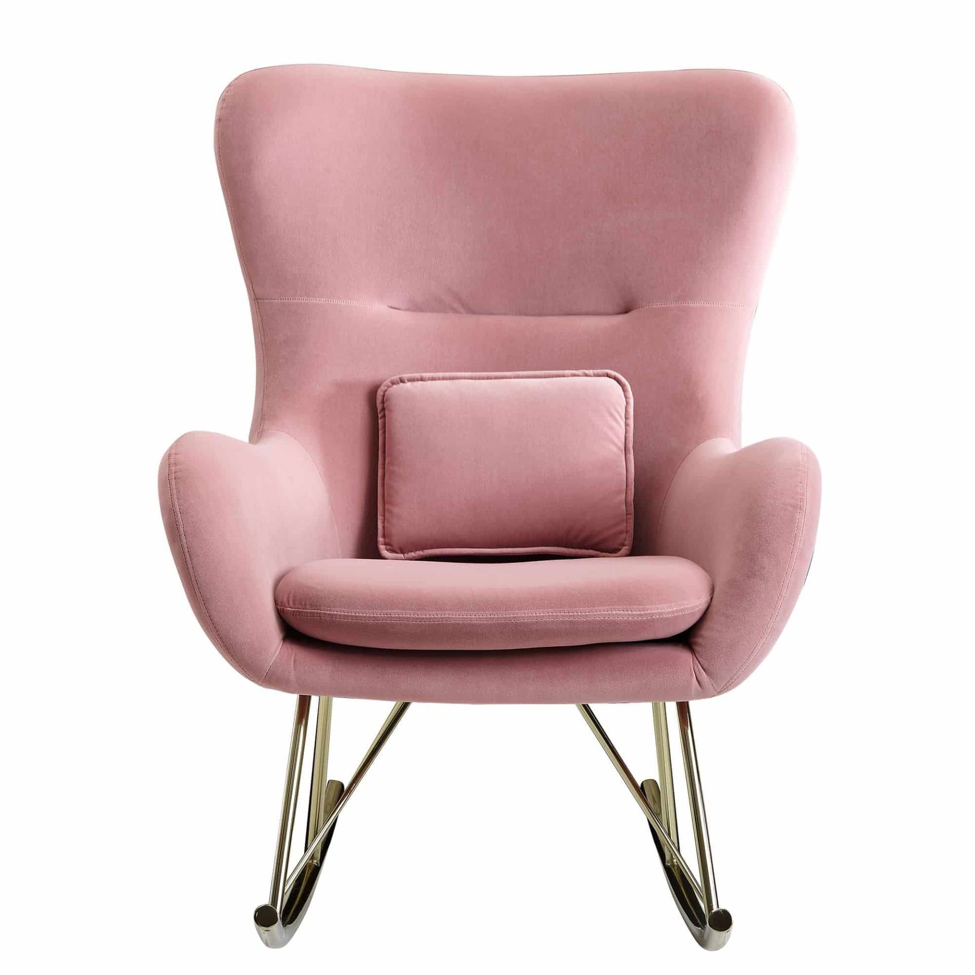 Schaukelstuhl Samt / Metall Rosa 74x101x89 cm mit goldenen Beinen Schaukelstuhl Samt / Metall Rosa 74x101x89 cm mit goldenen Beinen von Wohnling