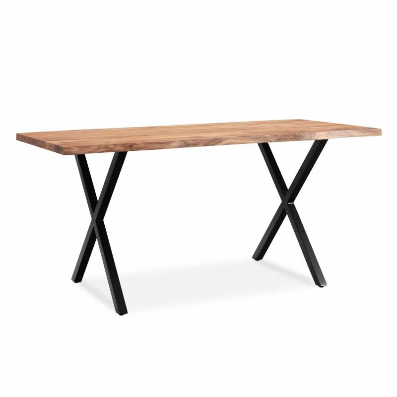 Schreibtisch 200x100x76 cm Akazie Massivholz / Metall Computertisch Baumkante von Wohnling