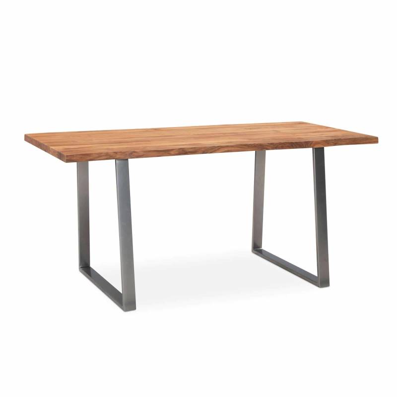 Schreibtisch 200x100x76 cm Akazie Massivholz / Metall Computertisch Baumkante von Wohnling