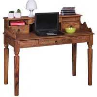 Schreibtisch Massivholz Sheesham | Sekretär 115 x 100 x 60 cm mit 3 Schubladen | Konsolentisch im Landhaus-Stil von Wohnling