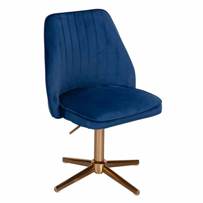 Schreibtischstuhl Dunkelblau Samt Design Drehstuhl mit Lehne von Wohnling