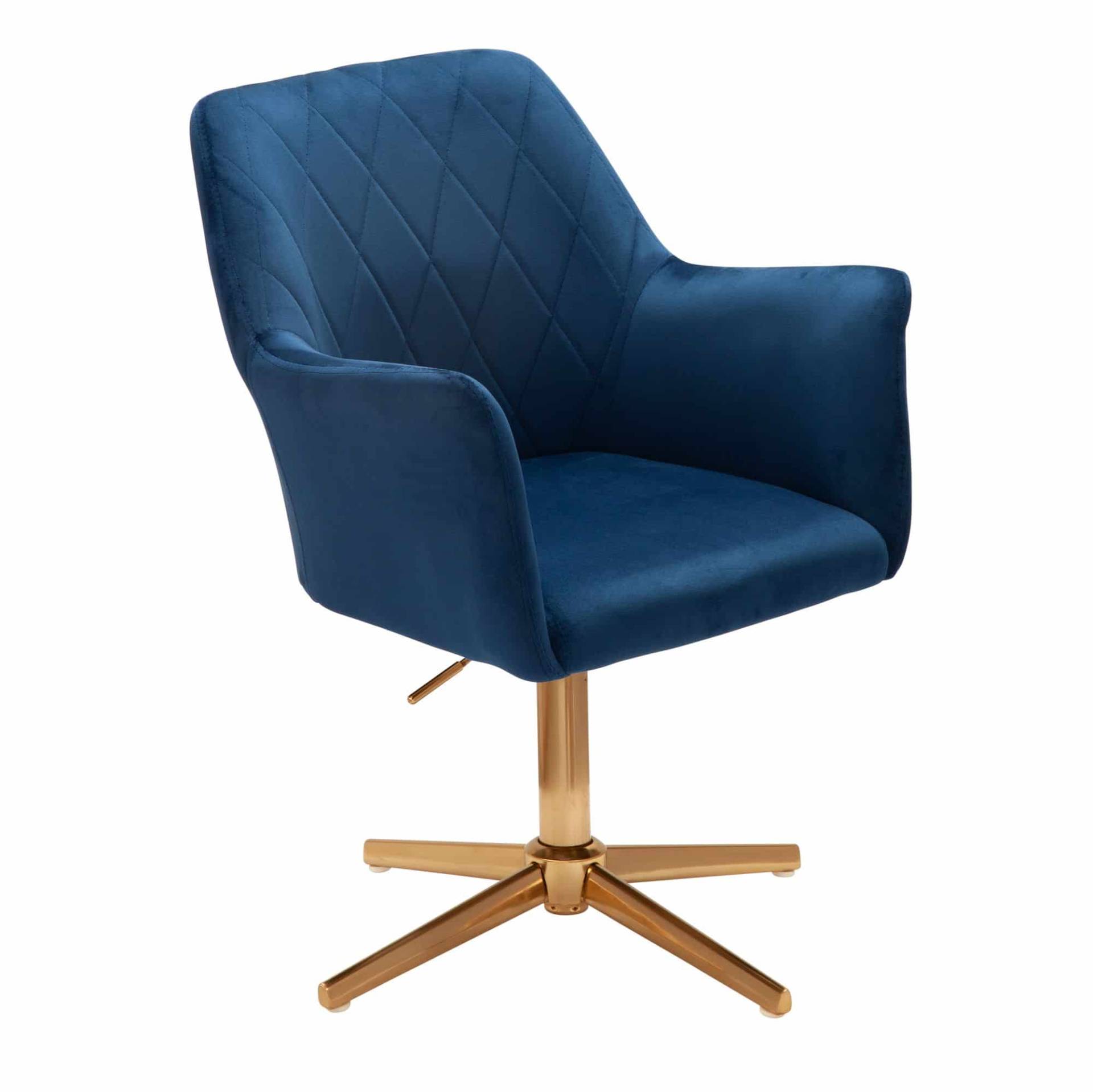 Schreibtischstuhl Dunkelblau Samt Design Drehstuhl mit Lehne Schreibtischstuhl Dunkelblau Samt Design Drehstuhl mit Lehne von Wohnling
