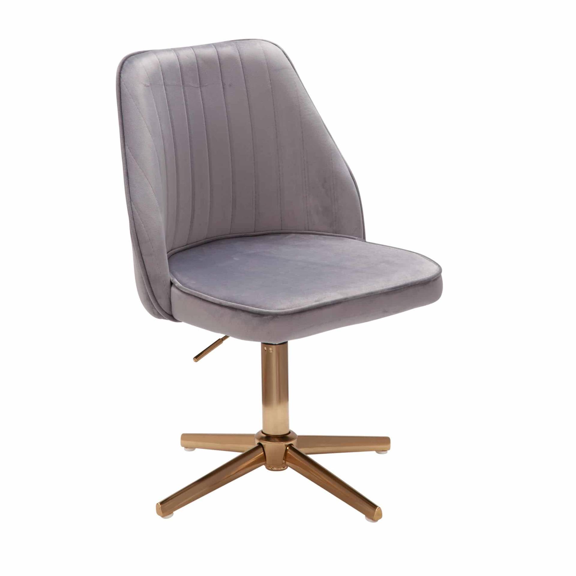 Schreibtischstuhl Grau Samt Design Drehstuhl mit Lehne Schreibtischstuhl Grau Samt Design Drehstuhl mit Lehne von Wohnling